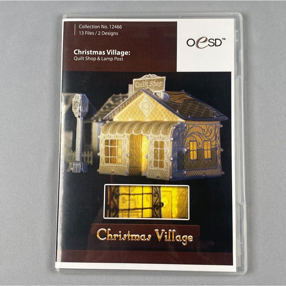 OESD Embroidery Designs CD Christmas Village Quilt Shop & lamp Post 13 Files